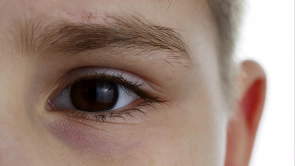 Child's Eye Macro on the White Background