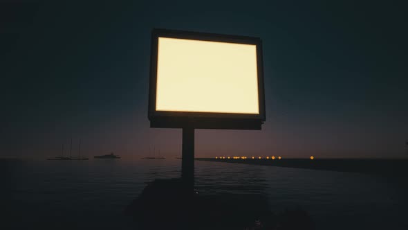 Airport Advertising Board Abroad At Sunset alt