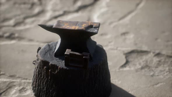 Old Anvil Attached To a Stump