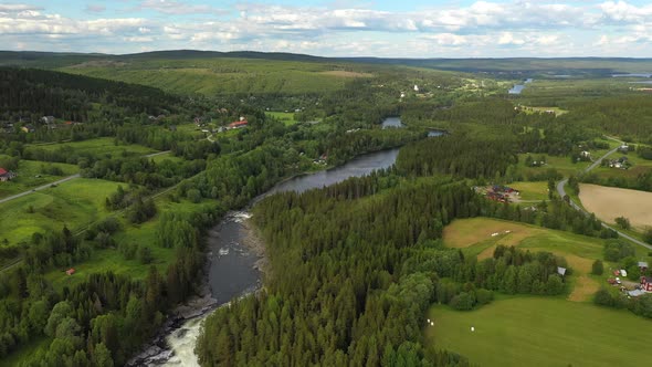 Ristafallet Waterfall in the Western Part of Jamtland