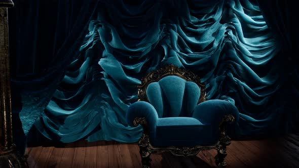 Luxurious Theater Curtain Stage with Chair