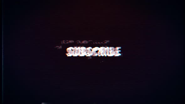 Subscribe text with glitch effects retro screen