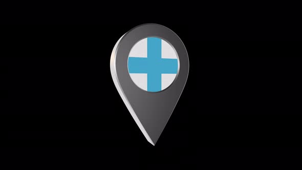 3d Animation Map Navigation Pointer With Flag Of Marseille (France) With Alpha Channel - 4K