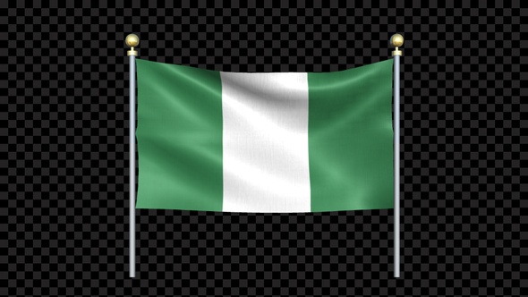 Nigeria Flag Waving In Double Pole Looped