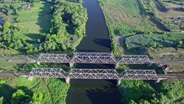 Industrial Landscape with Bridge Blue Water