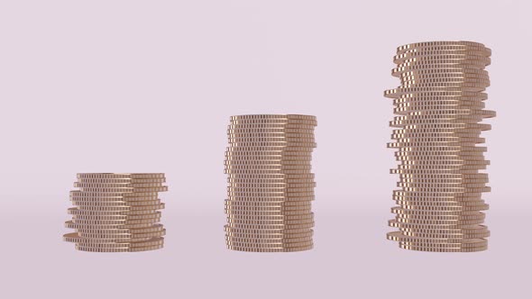 Savings concept. Stacks of cartoon stylized coins.