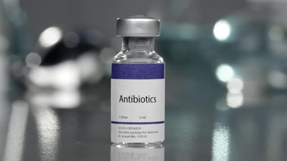 Antibiotics in vial in medical lab