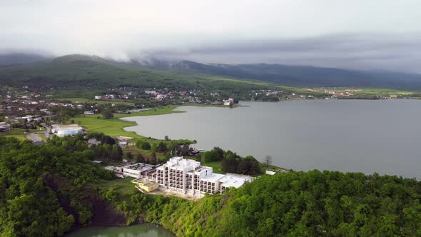 Aerial view of Zemplinska Sirava reservoir in Slovakia