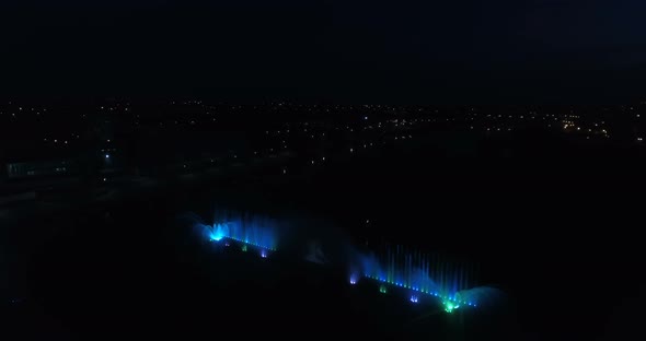 Water Music Fountain In Night