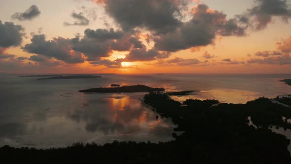 Colorful Sunset Over Tropical Islands