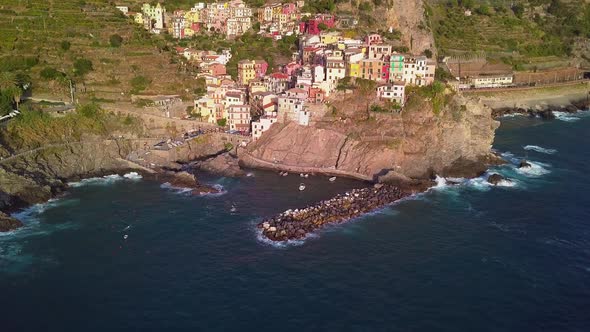 Aerial View of Manarola in Cinque Terre, Italy