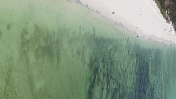 Zanzibar Tanzania  Vertical Video of the Ocean Near the Coast Slow Motion