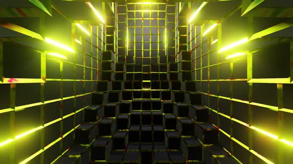 Rotated loop of the road with black cubes and gold stripes HD