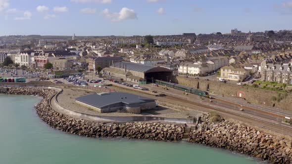 Penzance Railway Station in Cornwall UK Aerial