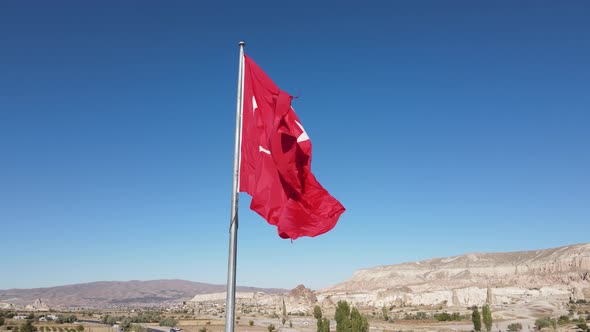 Aerial View Flag Turkey Cappadocia