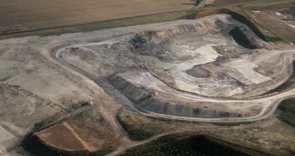 aerial footage of coal industry ore quarry mines near Leeds Yorkshire at high altitude brexit in 10