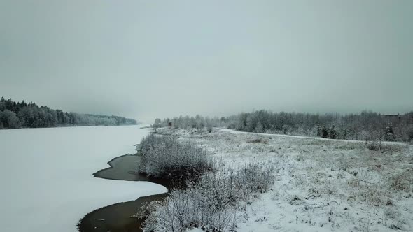 Winter River In The Village Of Verkhovye 07