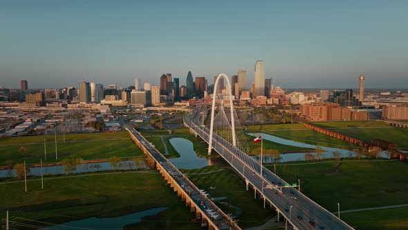 Aerial Above Margaret Hunt Hill Bridge