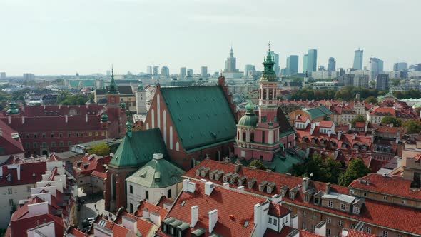 Aerial View of the Old Town in Warsaw Poland