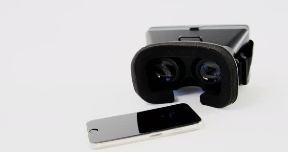 Close-up of virtual reality headset with mobile phone