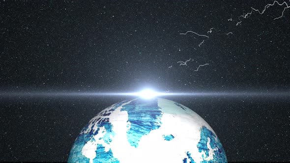 Dark Sky Color Star Lighting Sunrise World Globe Earth Animation Background