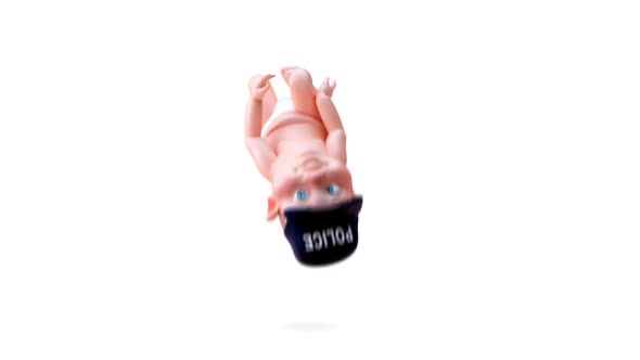 Fun 3D cartoon of a baby cop dancing