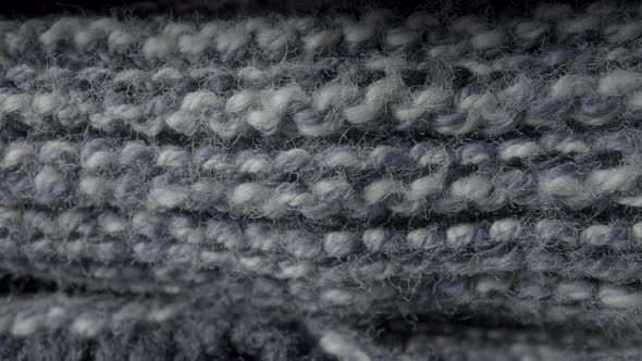 Knitted Gray Wool Fabric in Macro