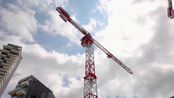 Slow Motion of Construction Crane In Motion