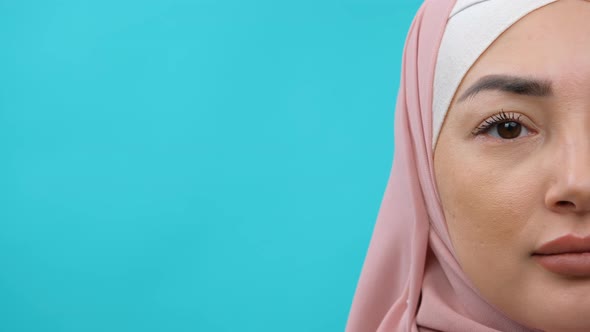 Sad Muslim Woman in Hijab Close Up