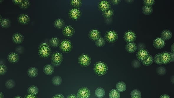 Falling Green Coronavirus with Particles alt