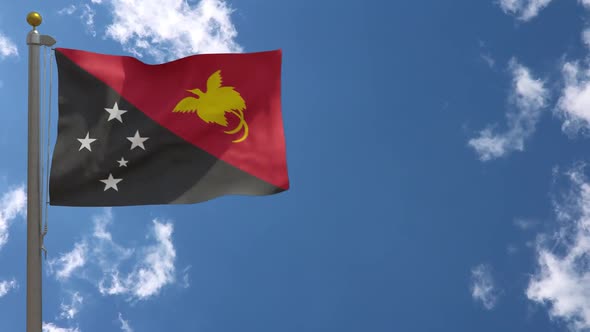 Papua New Guinea Flag On Flagpole