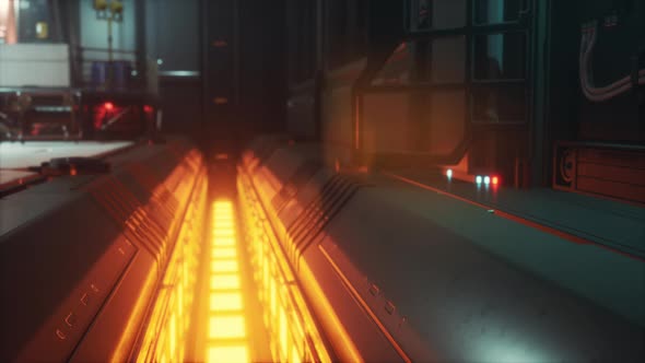 Realistic Futuristic Scifi Spaceship Corridor