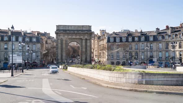 Bordeaux France Timelapse  The Porte De Bourgogne in Bordeaux During the Day