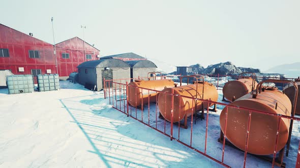 Aerial View of Antarctic Station in Antarctica