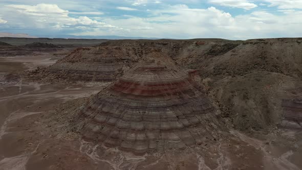 Aerial View Of Eroded Bentonite Hills In Utah - drone shot