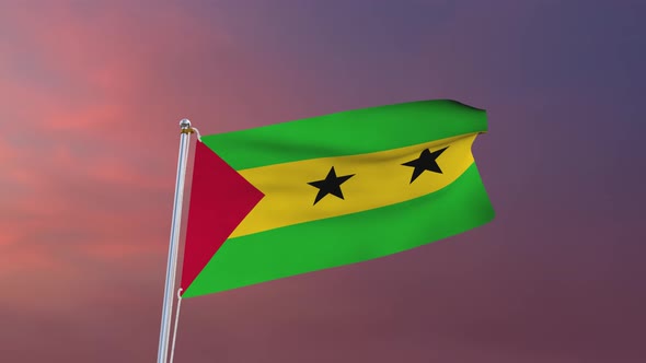 Flag Of Sao Tome And Principe Waving 4k
