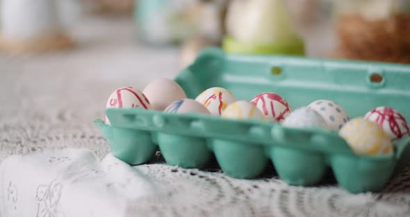 Easter Eggs in Extruder on Decorated Table