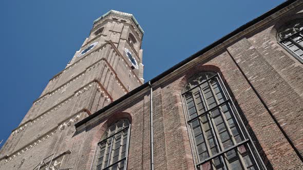 Gimbal Real Time Shot Walking Along of the Domes of the Church of Our Lady, Frauenkirche, Munich