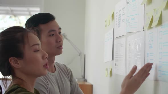 Two Business Partners Having Talk at Whiteboard