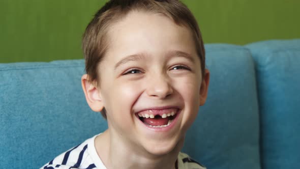 Portrait of a Laughing Beautiful Boy