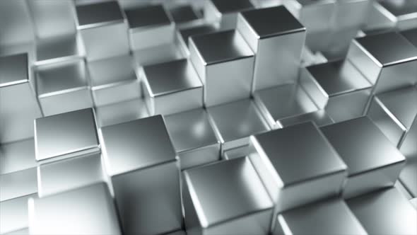 Abstract Background of Metal Randomly Moving Cubes