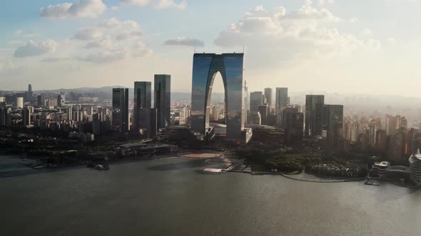 CBD buildings by Jinji Lake in Suzhou