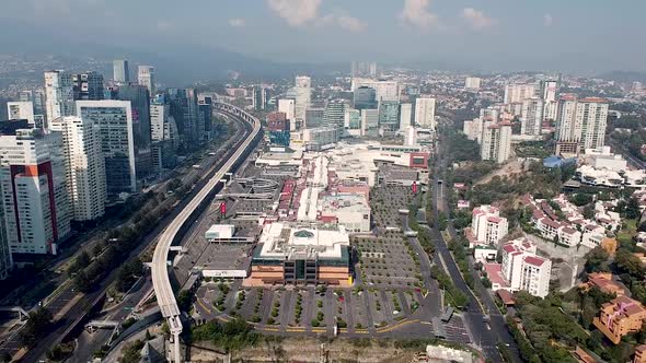 Flight over mexico city biggest mall Centro Comerical Santa Fe