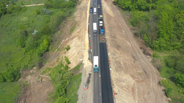 Aerial Shot of Traffic Flow on Renewal Countryside Highway