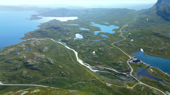 Panorama of Jotunheimen National Park in Norway, Synshorn Mountain