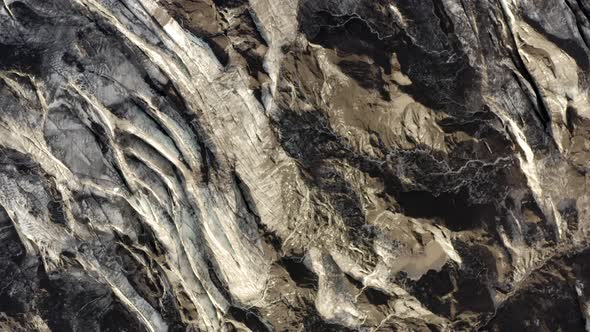 Magnificent Natural Landscape Of Solheimajokull Glacier - aerial shot