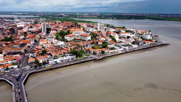 Downtown Sao Luis Maranhao at Northeast Brazil. Tourism landmark of city.