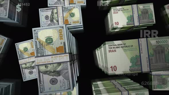 US Dollar and Iran Rial money exchange loop