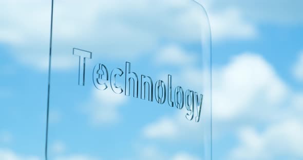 Glass Technology Lettering and Clouds in the Background alt
