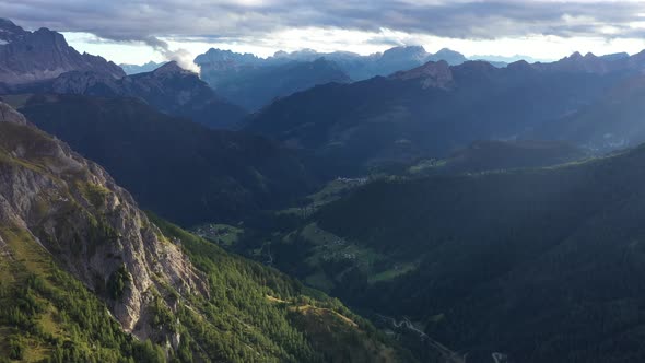 Fly over Italian Dolomites Alps ,Pass Giau